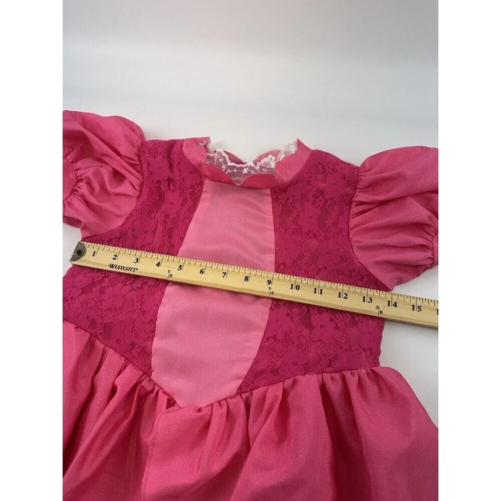 Super Mario Princess Peach Pink Dress Costume‎ Long Zip Layered Girls 140 10/12